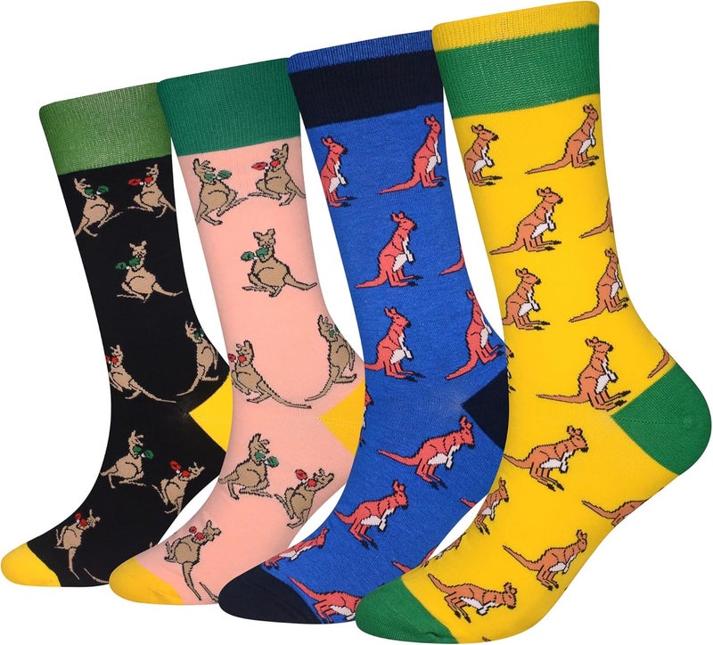 Cansok Men's 2/4 Packs Fun Crazy Novelty Dress Crew Socks - Image 1